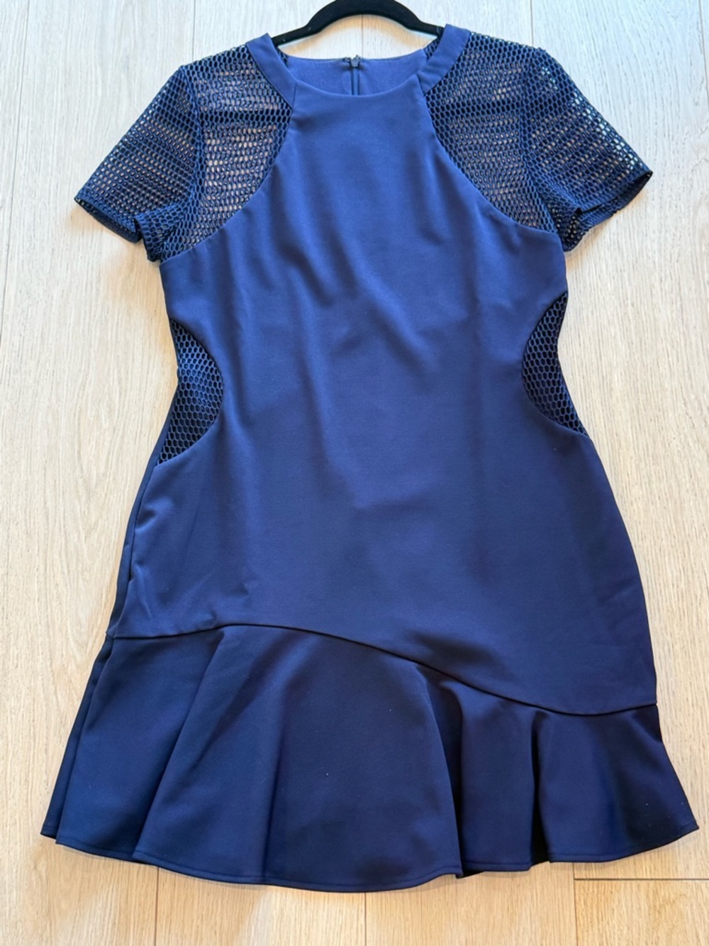 Adelyn Rae Navy Fit & Flare Dress L 💙 Mesh Panel Mini